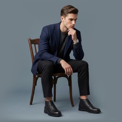 Mochi Men Black Formal Boots