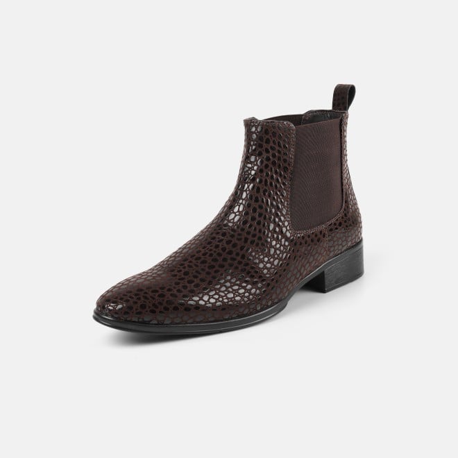 Mochi Men Brown Formal Boots (SKU: 19-875-12-40)