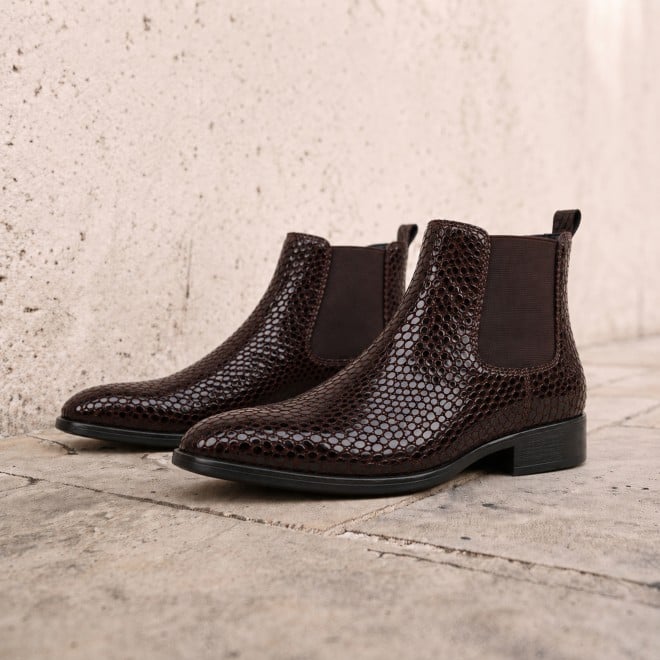 Mochi Men Brown Formal Boots (SKU: 19-875-12-40)