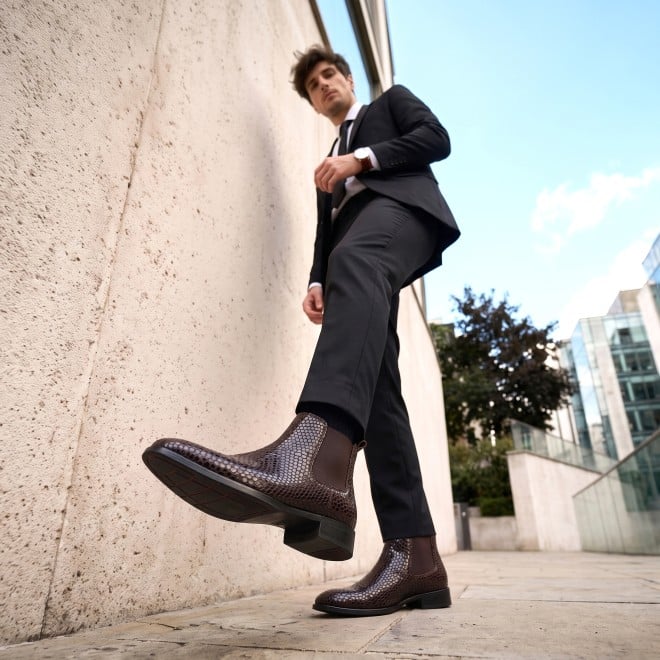 Mochi Men Brown Formal Boots (SKU: 19-875-12-40)