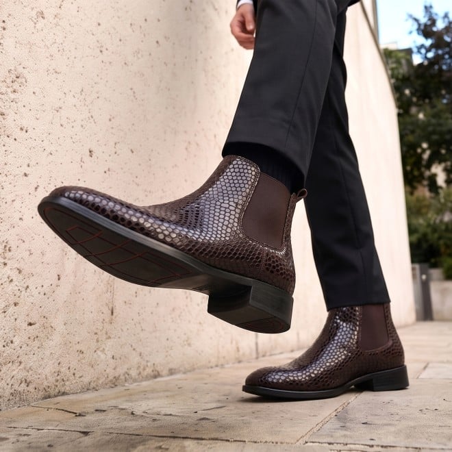 Mochi Men Brown Formal Boots (SKU: 19-875-12-40)