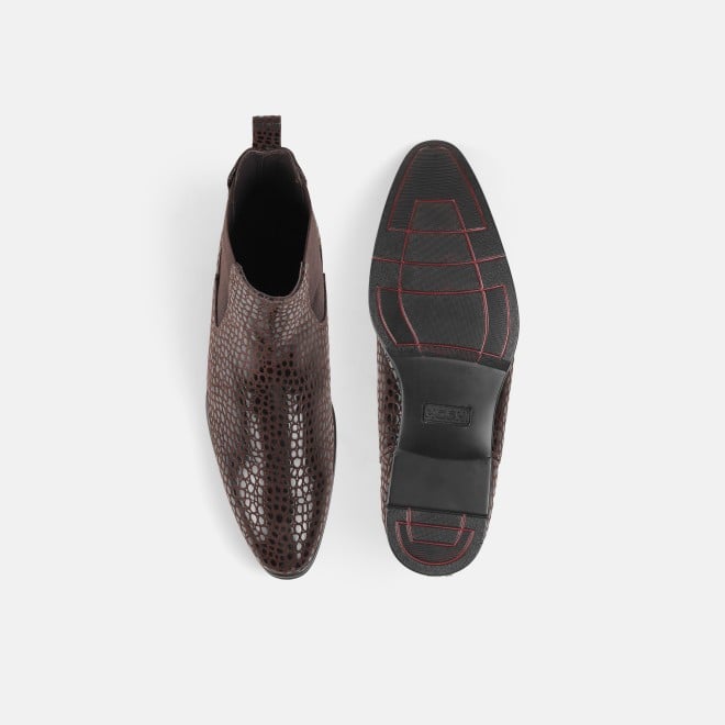 Mochi Men Brown Formal Boots (SKU: 19-875-12-40)