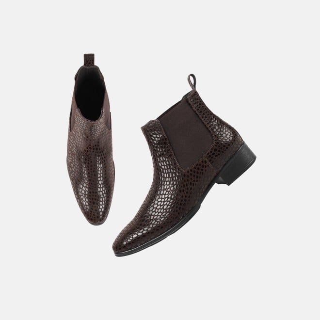Mochi Men Brown Formal Boots (SKU: 19-875-12-40)