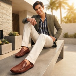 Mochi Men Tan Casual Loafers