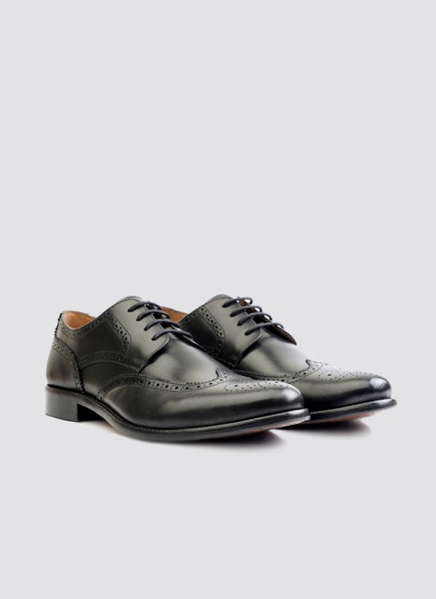 Language Men Black Formal Brogue
