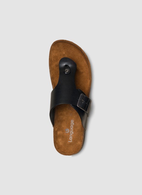Language Men Black Casual Slippers (SKU: 194-1501-11-40)