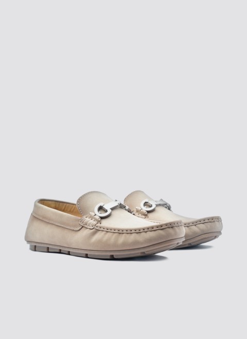 Language Men Beige-suede Casual Loafers
