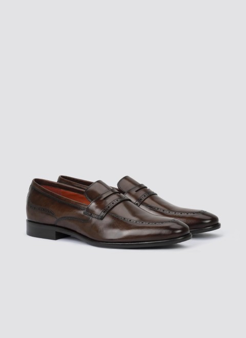 Language Men Brown Formal Moccasin