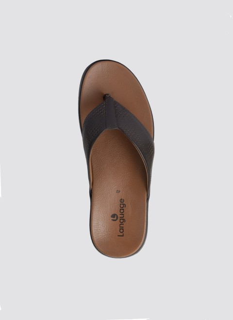 Language Men Brown Casual Slippers (SKU: 194-3050-12-41)