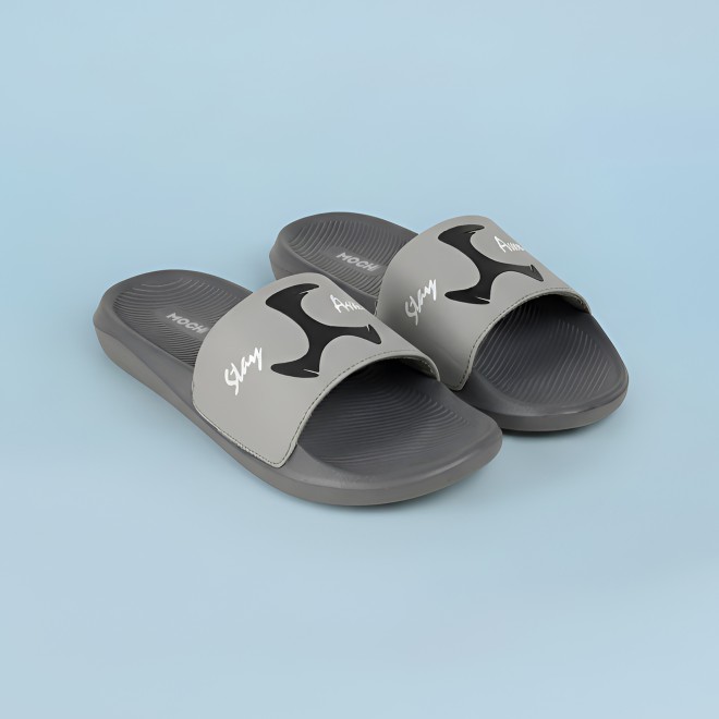 Mochi Men Grey Casual Slippers
