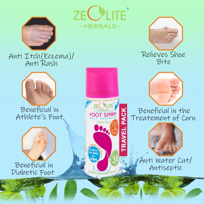Zeolite Unisex Foot Spray (Small Bottle) 50ml (SKU: 219-11076-30-10)