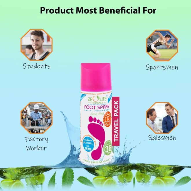 Zeolite Unisex Foot Spray (Small Bottle) 50ml (SKU: 219-11076-30-10)