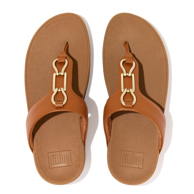 Fitflop Hallye Chain Leather Toe-Post Sandals (SKU: 228-304-23-3)