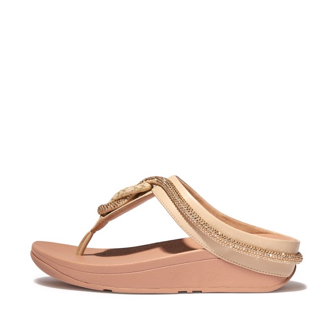 Fitflop Fino Crystal-Cord Leather Toe-Post Sandals
