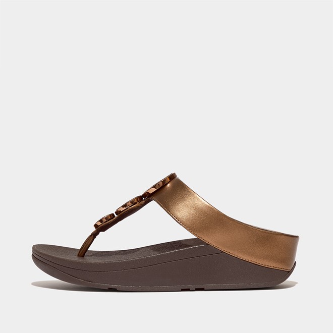 Fitflop Halo Bead-Circle Metallic Toe-Post Sandals