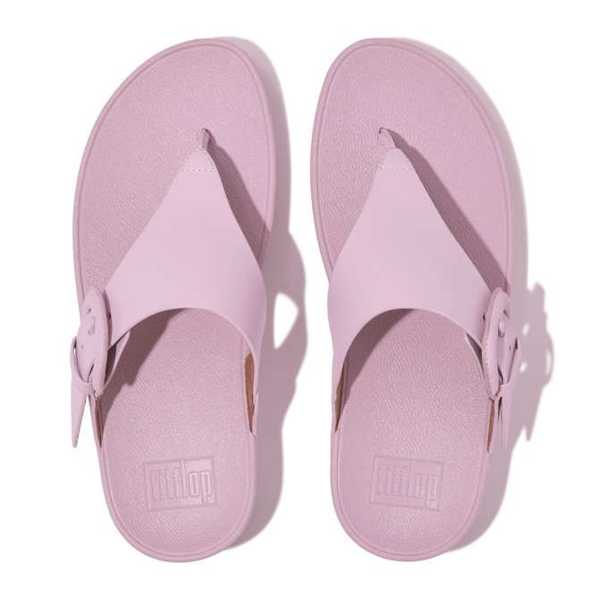 Fitflop Lulu Covered-Buckle Raw-Edge Leather Toe-Thongs (SKU: 228-372-26-4)