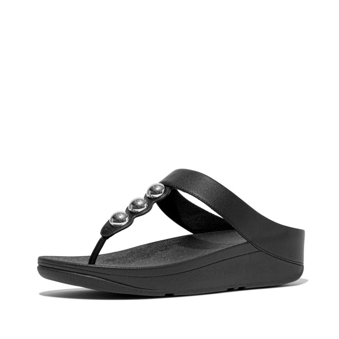 Fitflop Fino Mirror-Dome Leather Toe-Post Sandals (SKU: 228-403-11-3)