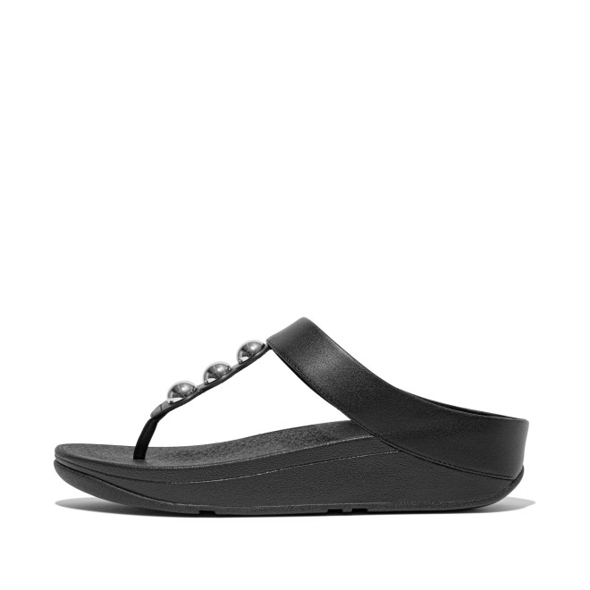 Fitflop Fino Mirror-Dome Leather Toe-Post Sandals