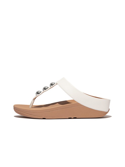 Fitflop Fino Mirror-Dome Leather Toe-Post Sandals