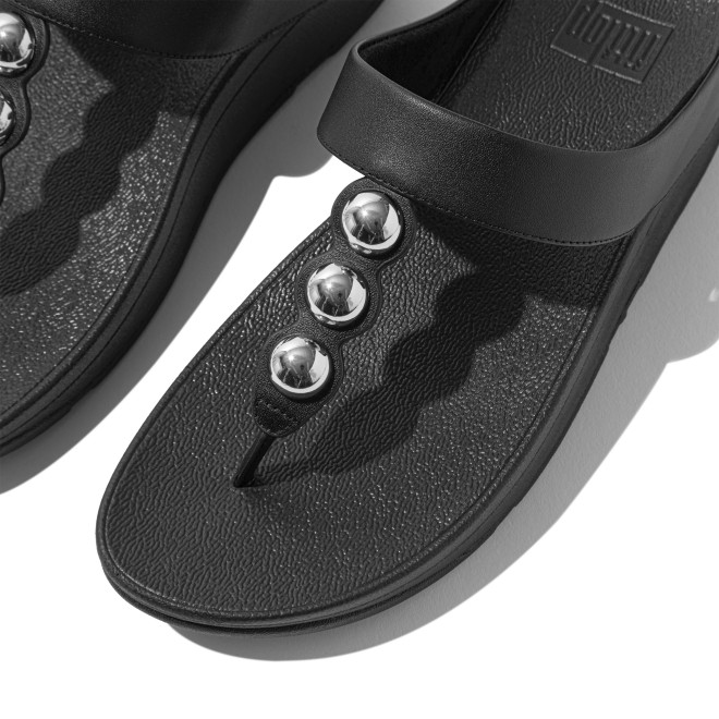Fitflop Fino Mirror-Dome Leather Toe-Post Sandals (SKU: 228-403-11-3)