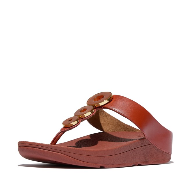 Fitflop Fino Resin-Hoop Leather Toe-Post Sandals (SKU: 228-405-25-3)