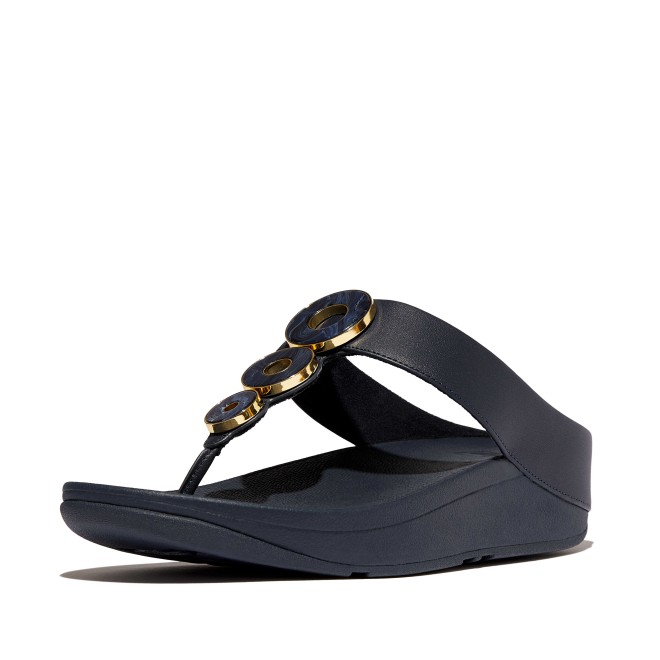 Fitflop Fino Resin-Hoop Leather Toe-Post Sandals (SKU: 228-405-17-3)