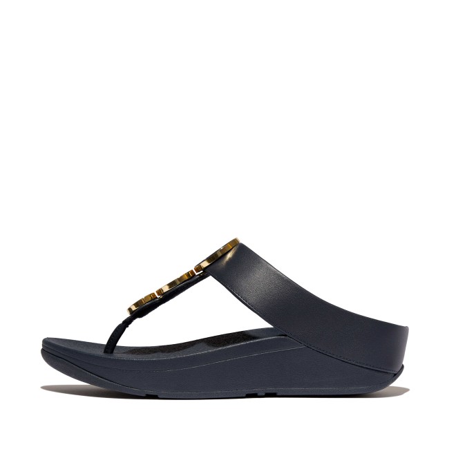 Fitflop Fino Resin-Hoop Leather Toe-Post Sandals
