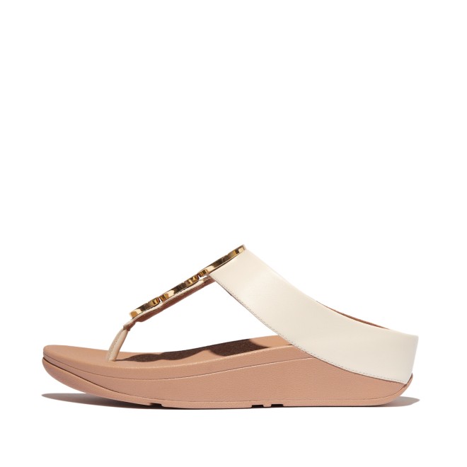 Fitflop Fino Resin-Hoop Leather Toe-Post Sandals