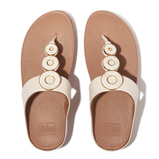 Fitflop Fino Resin-Hoop Leather Toe-Post Sandals (SKU: 228-405-20-4)