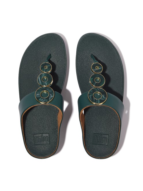 Fitflop Fino Resin-Hoop Leather Toe-Post Sandals (SKU: 228-405-45-3)