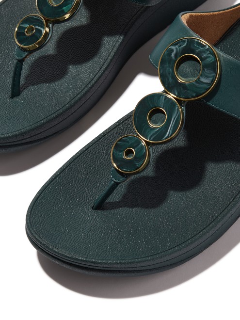 Fitflop Fino Resin-Hoop Leather Toe-Post Sandals (SKU: 228-405-45-3)