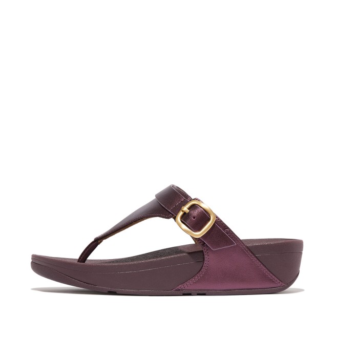 Fitflop Lulu Adjustable Metallic-Leather Toe-Post Sandals
