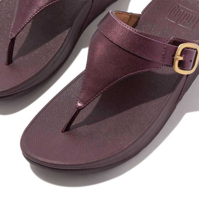 Fitflop Lulu Adjustable Metallic-Leather Toe-Post Sandals (SKU: 228-406-58-4)