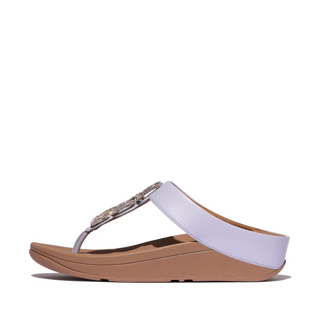Fitflop Fino Crystal-Chain Leather Toe-Post Sandals