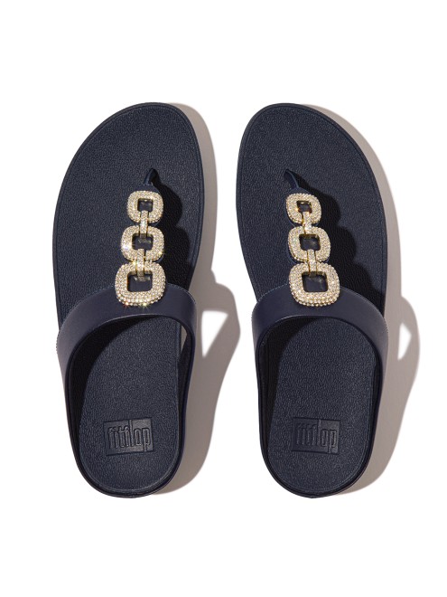 Fitflop Fino Crystal-Chain Leather Toe-Post Sandals (SKU: 228-411-17-3)