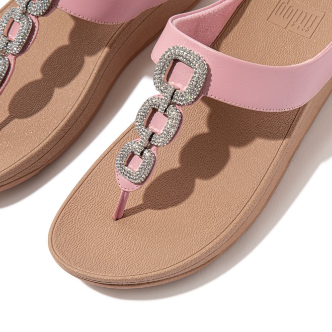 Fitflop Fino Crystal-Chain Leather Toe-Post Sandals (SKU: 228-411-24-3)