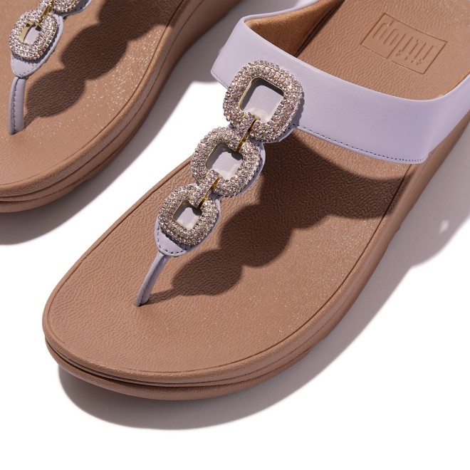 Fitflop Fino Crystal-Chain Leather Toe-Post Sandals (SKU: 228-411-26-3)