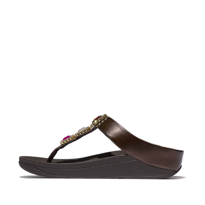Fitflop Fino Crystal-Jewel Toe-Post Sandals