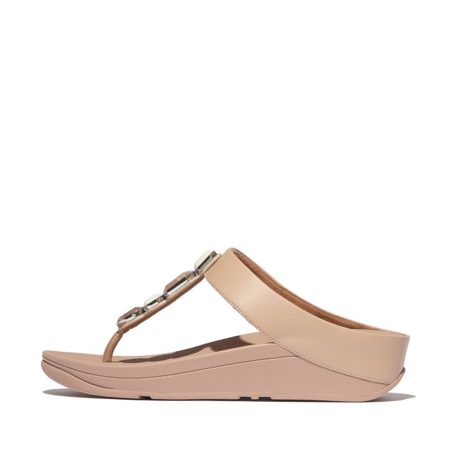 Fitflop Fino Multi-Stone Leather Toe-Post Sandals