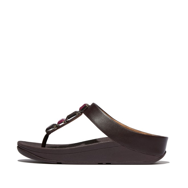 Fitflop Fino Multi-Stone Leather Toe-Post Sandals