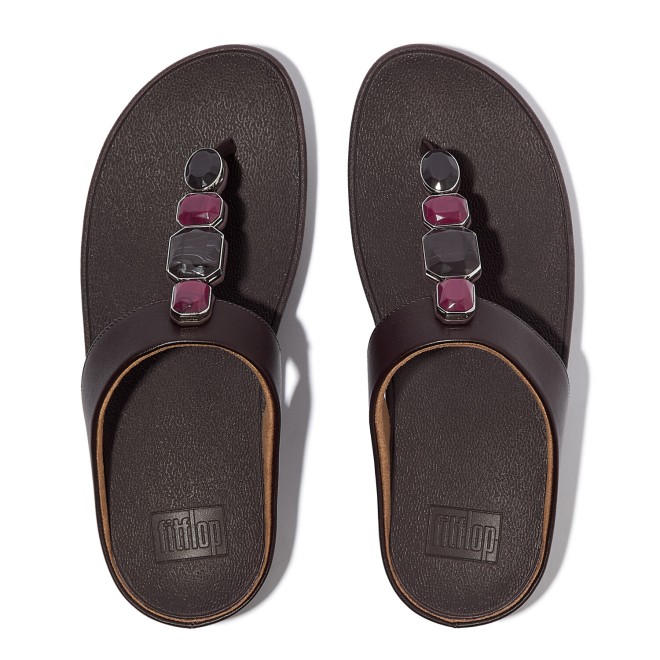 Fitflop Fino Multi-Stone Leather Toe-Post Sandals (SKU: 228-416-26-3)
