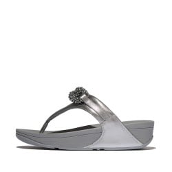 Fitflop Lulu Beaded-Chain Leather Toe-Post Sandals