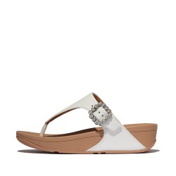 Fitflop Lulu Crystal-Buckle Leather Toe-Post Sandals