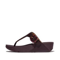 Fitflop Lulu Crystal-Buckle Leather Toe-Post Sandals