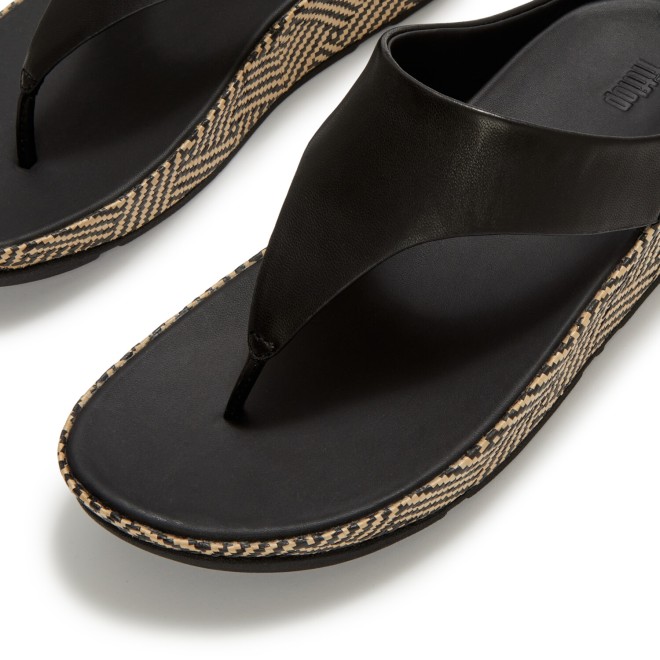 Fitflop Lulu Lux Graphic-Weave Leather Toe-Post Sandals (SKU: 228-438-11-3)