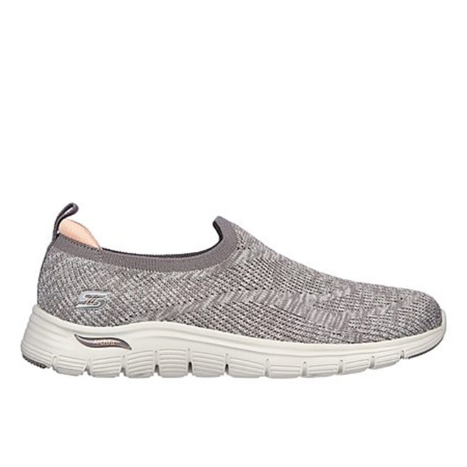 Skechers Women Beige-suede Sports Slip Ons