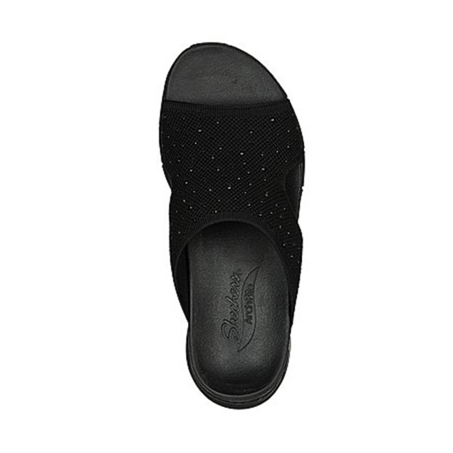 Skechers Women Black-suede Sports Slides (SKU: 239-119449-34-6)