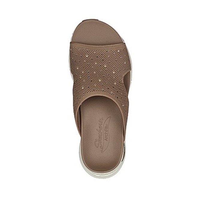 Skechers Women Brown-suede Sports Slides (SKU: 239-119449-35-6)