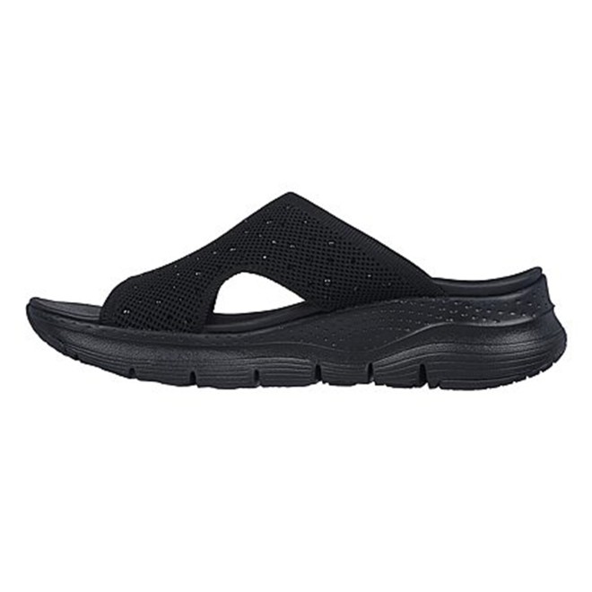 Skechers Women Black-suede Sports Slides (SKU: 239-119449-34-6)