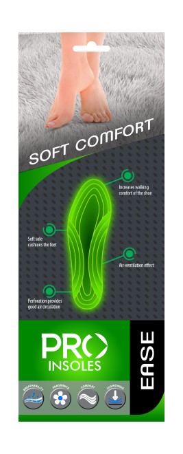 Pro Pro Insoles Ease Soft Comfort Size 36-46. Can be fit from 36 to 46 any footwear size.